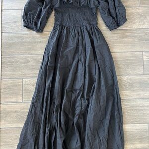 Black Puff Sleeve Maxi Dress